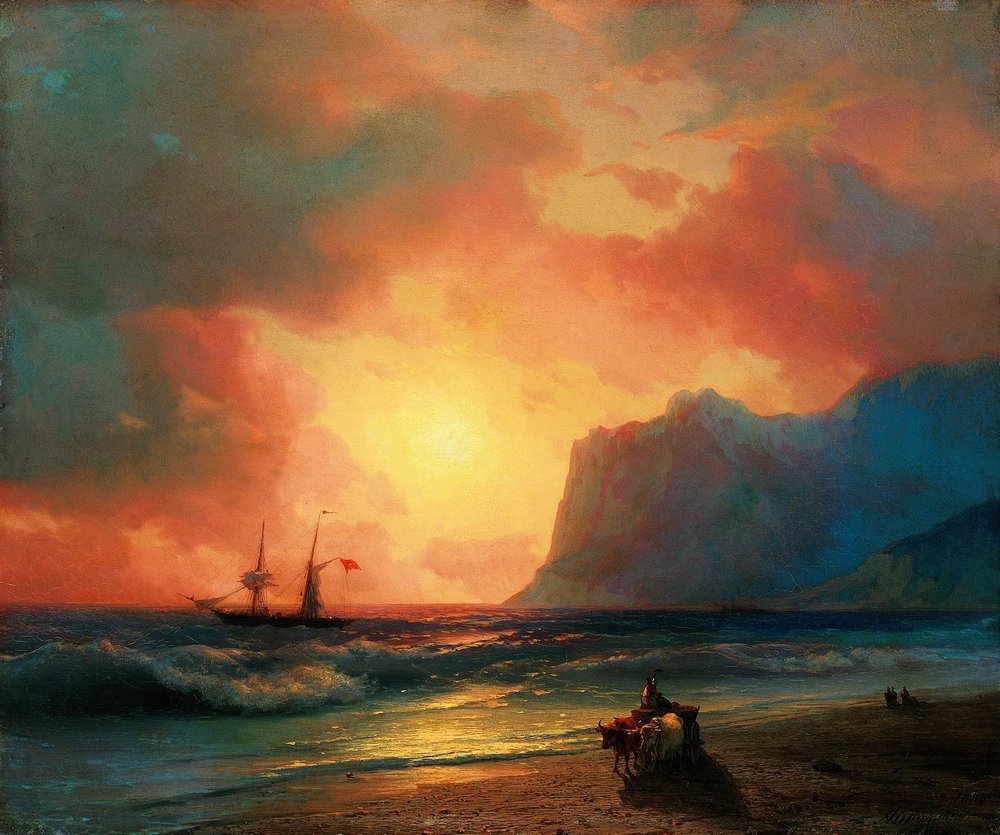 заход солнца на море 1866