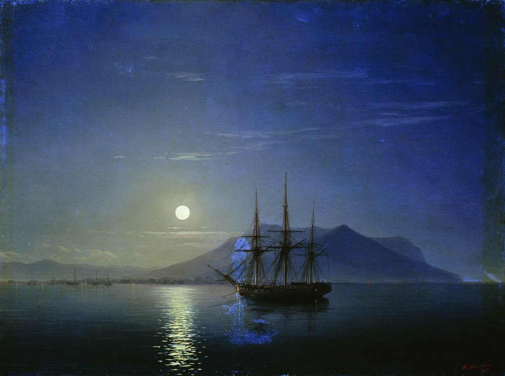 парусник у берегов крыма в лунную ночь 1858