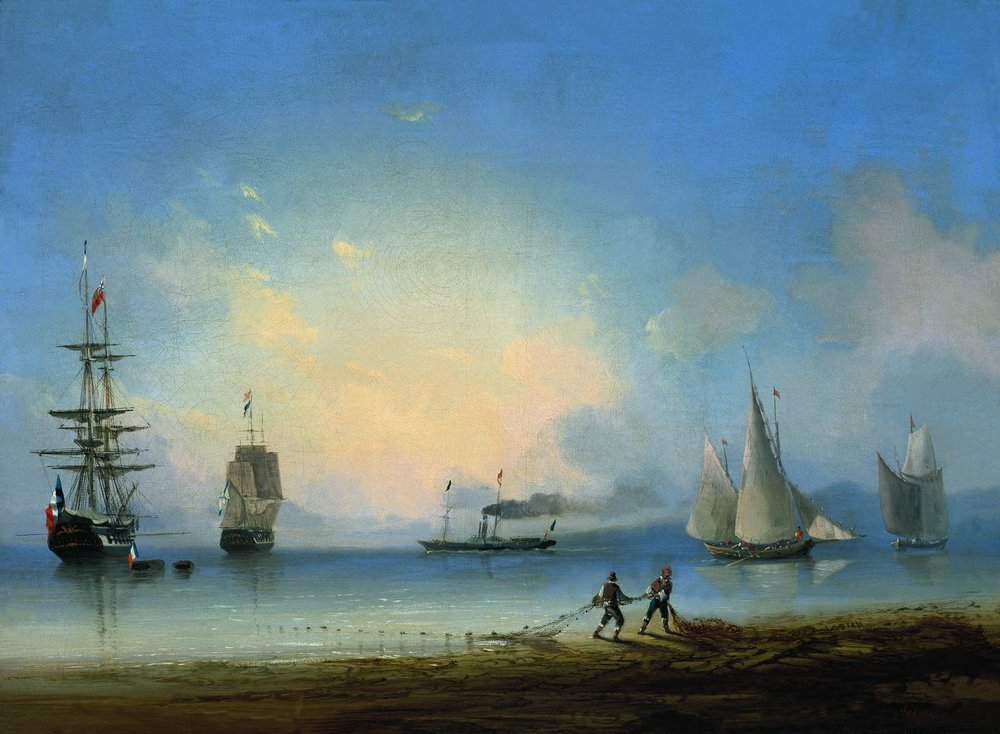 русский и французские фрегаты 1858