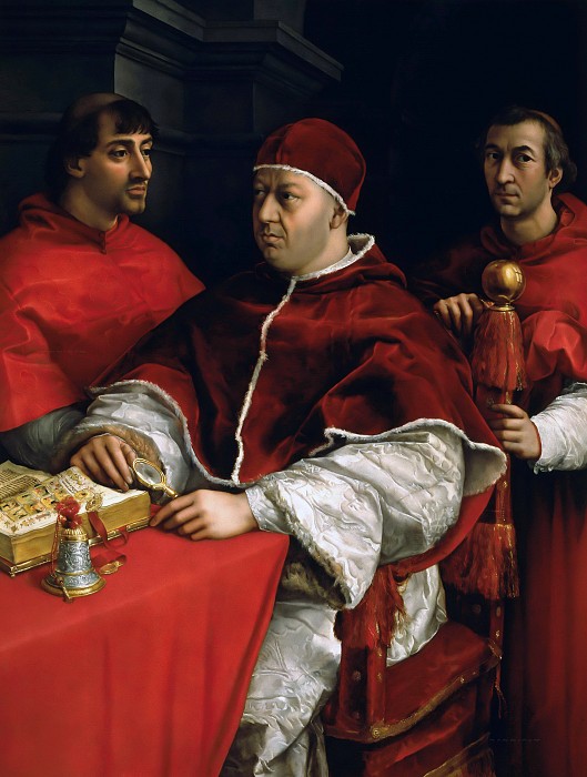 Папа Лев X с кардиналами Джулио Медичи и Луиджи Росси 1518
