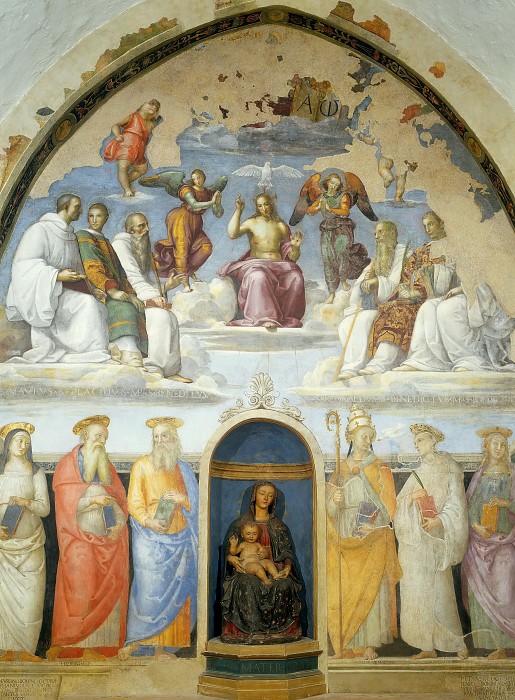 Святая Троица с шестью святыми бенедиктинцами и шестью другими святыми (совместная работа с Перуджино) 1505-21