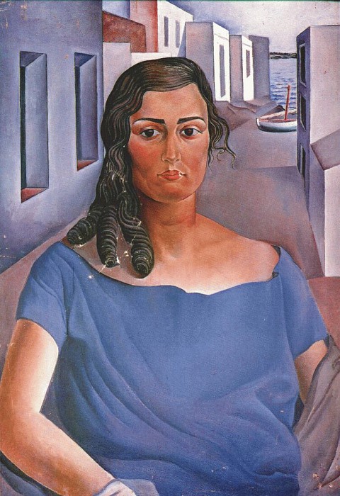 Портрет девушки на фоне улицы 1924-26