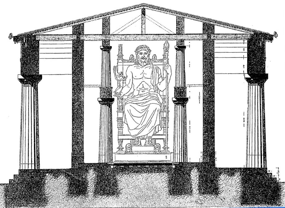 Статуя зевса в олимпии рисунок